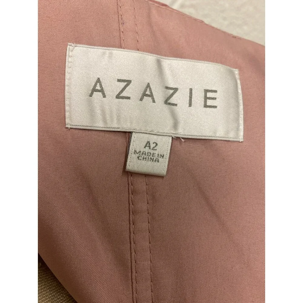 Azazie Womens A2 One-Shoulder Pleated Gown Blush Pink - Picture 14 of 16